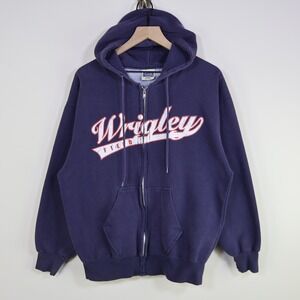 Wrigley Field Chicago Cubs Zip Hoodie Large Authentic Life Apparel Sporty Navy
